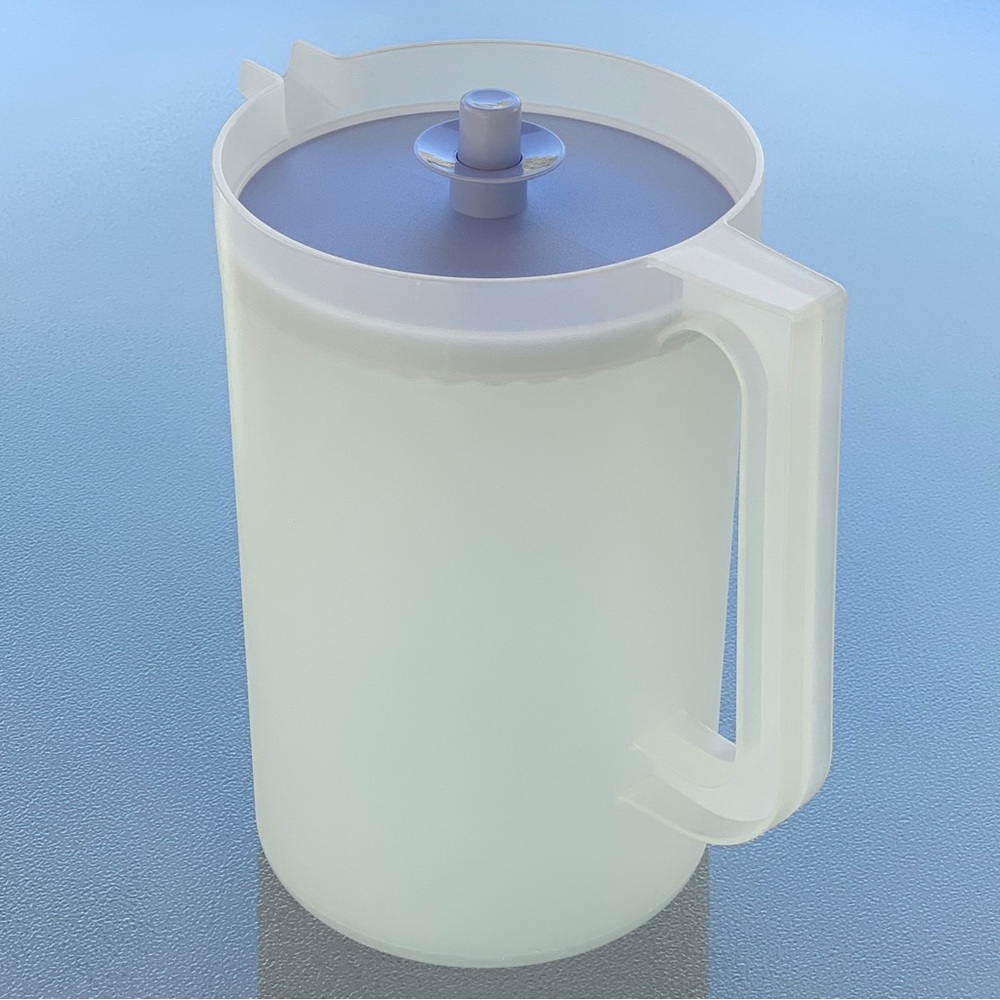 Tupperware 2 Quart Frosted White Pitcher with Blue Lid - Picture 6 of 10